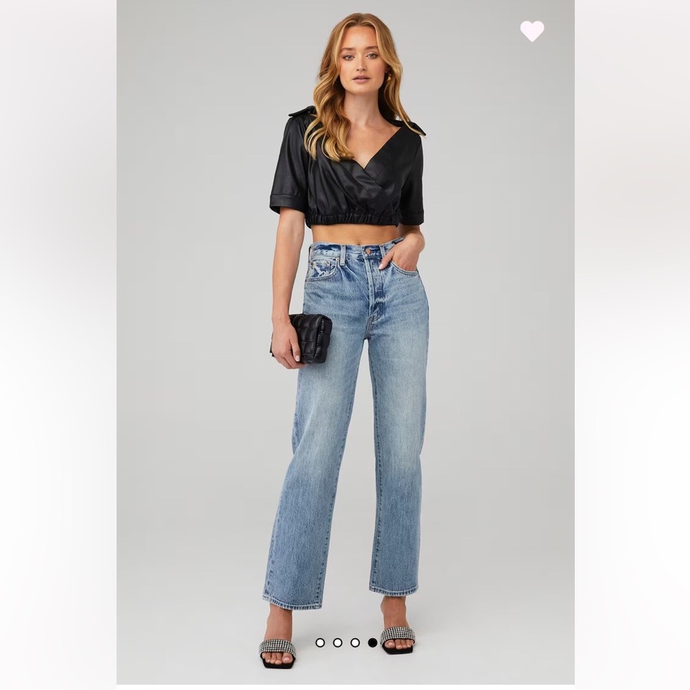 NONchalant Black Faux Leather KATE TOP- NWOT - Picture 4 of 7